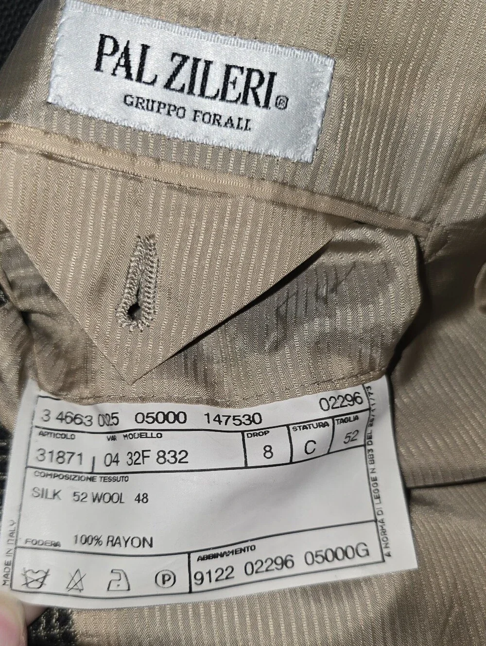 Pal Zileri Italian Luxury Silk and Wool Blazer 3 Button Gruppo Forall size 42